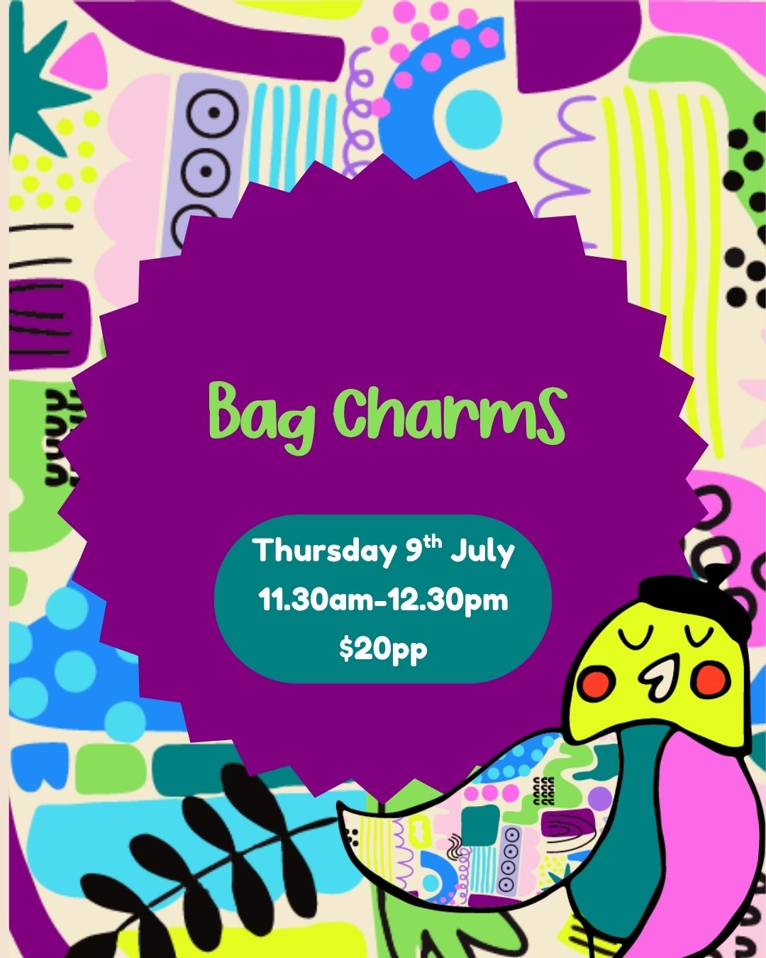 Thursday 9th July| Bag Charms| 11.30am-12.30pm