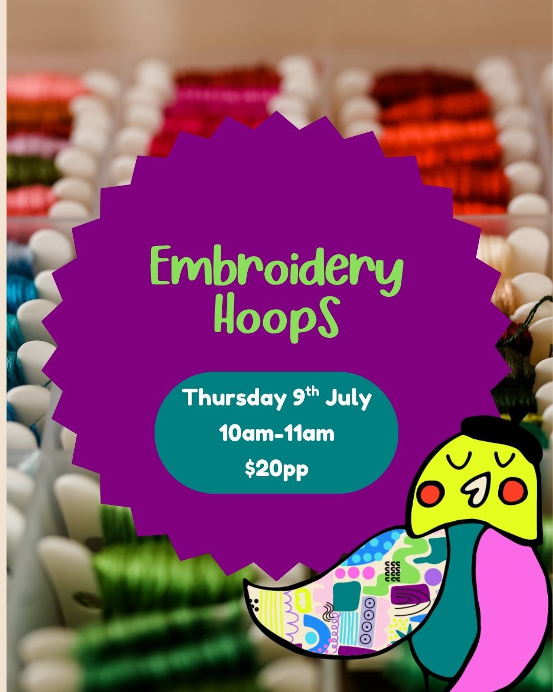 Thursday 9th July| Embroidery Hoops| 10am-11am